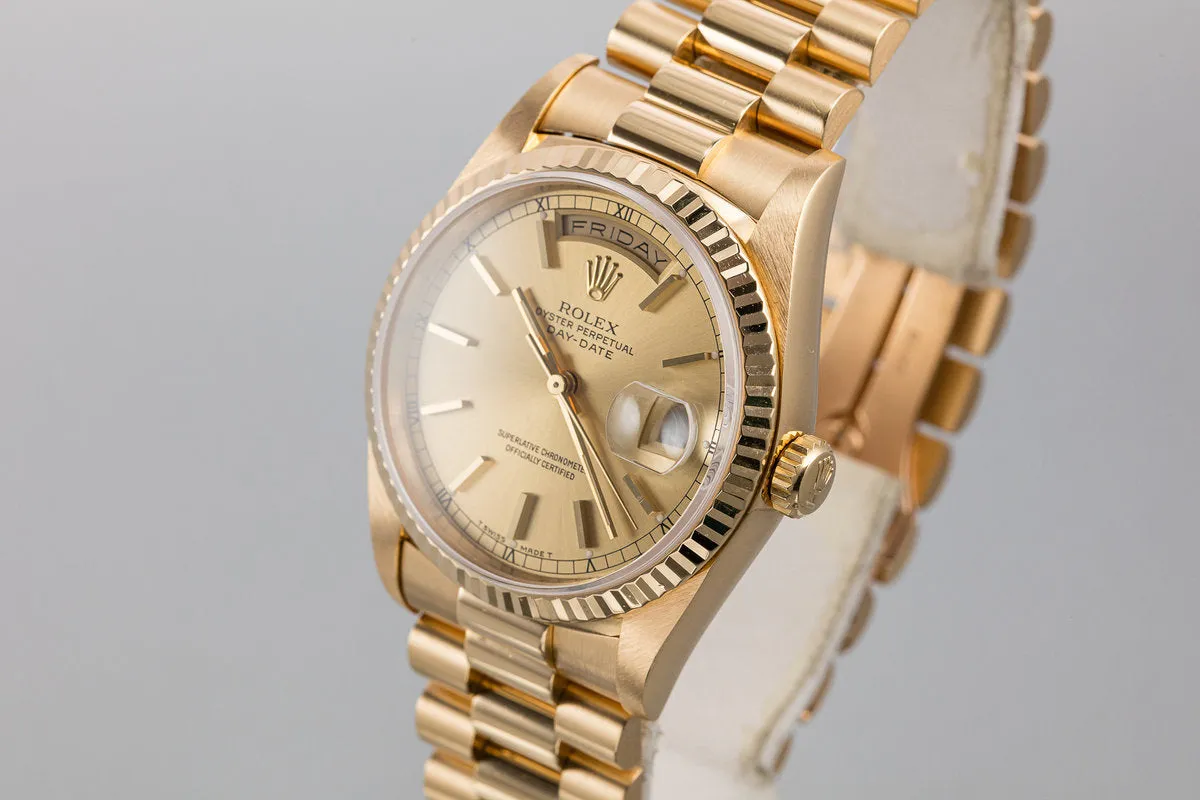 1995 Rolex 18K YG Day-Date 18238 Champagne Dial with Box and Papers