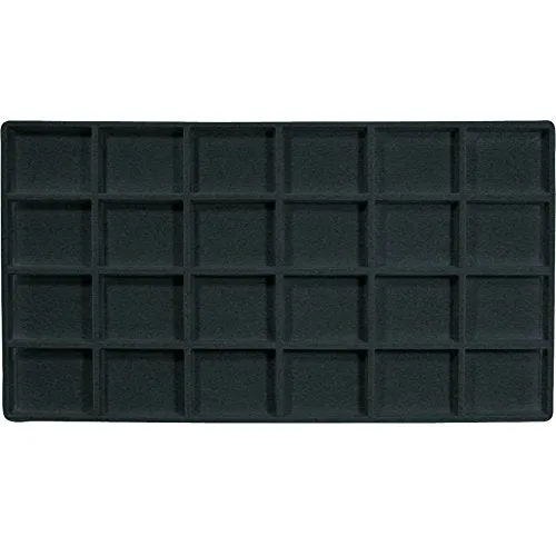 2 Black 24 Slot Pendant Jewelry Showcase Display Tray Inserts