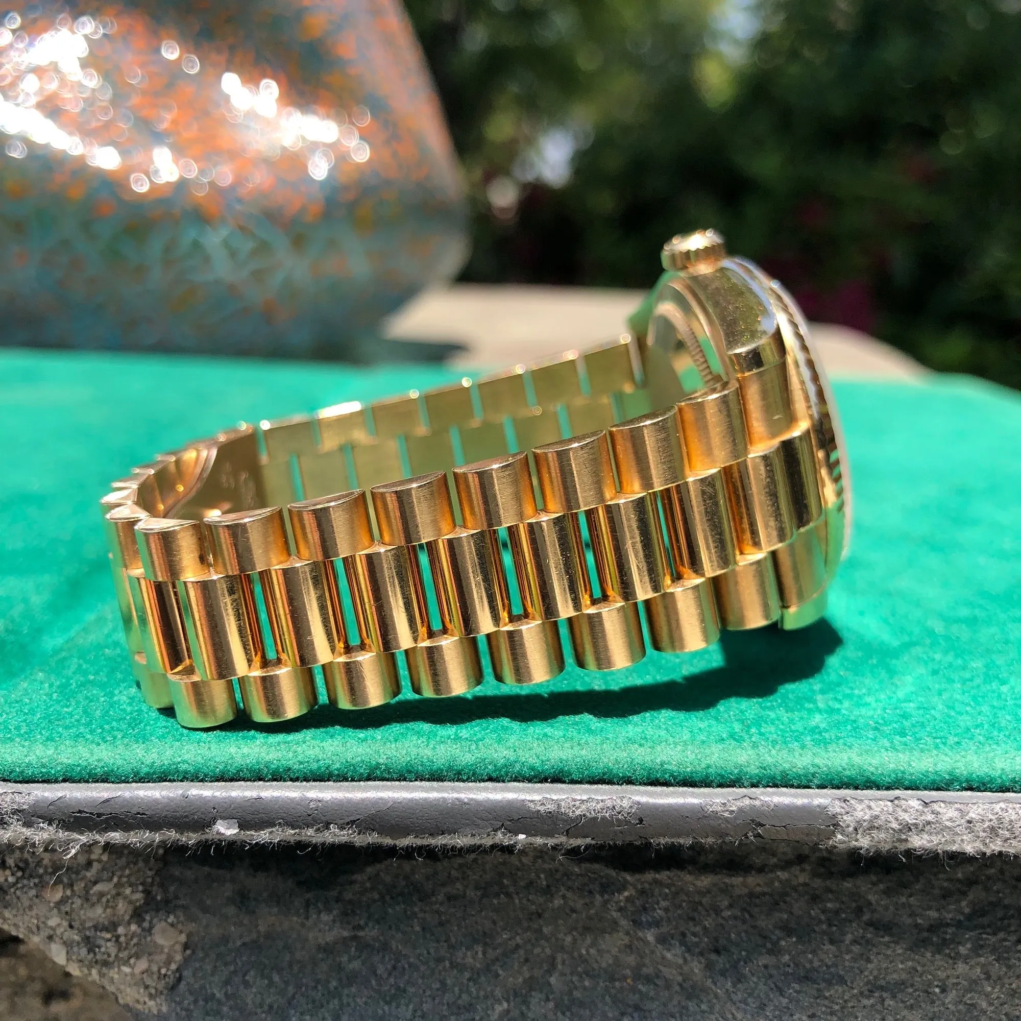 2001 Rolex President 118238 Day Date 18K Yellow Gold Silver Stick Wristwatch Unpolished Box Papers