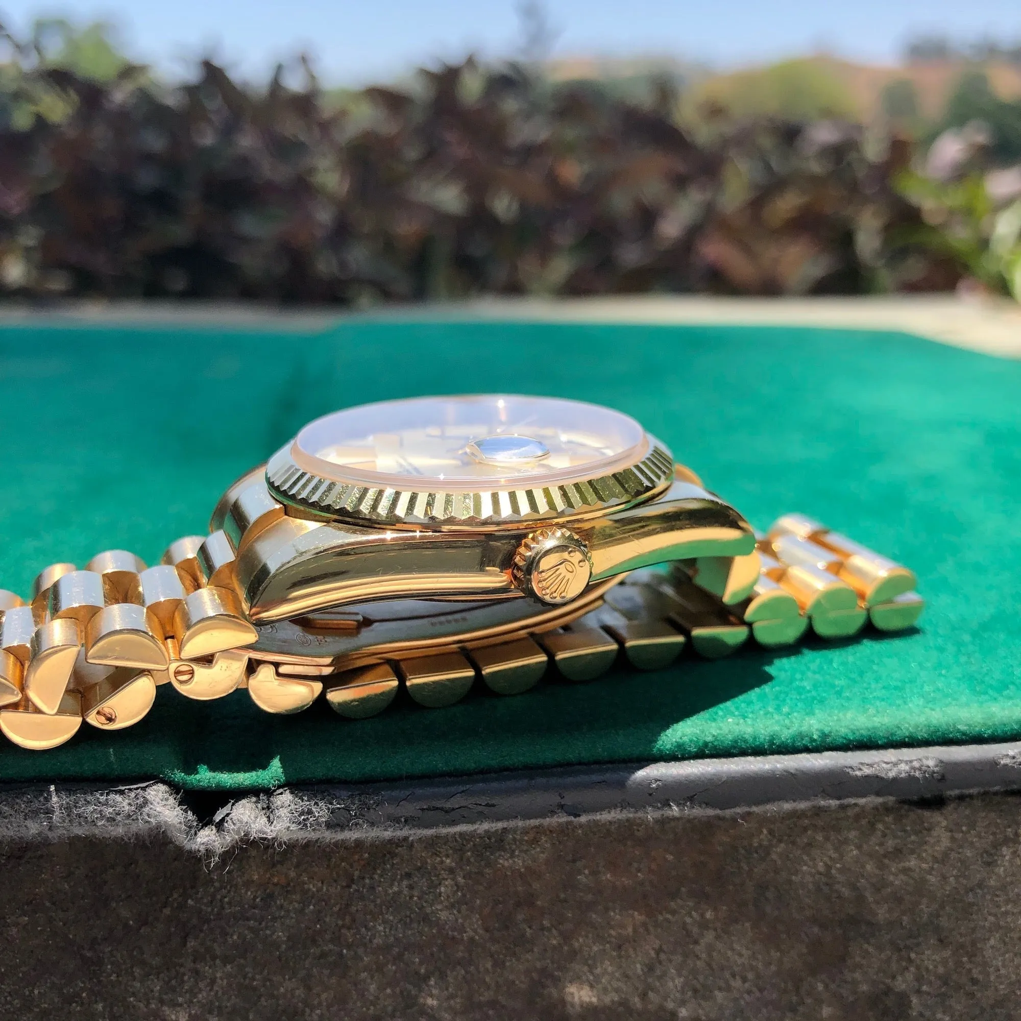 2001 Rolex President 118238 Day Date 18K Yellow Gold Silver Stick Wristwatch Unpolished Box Papers