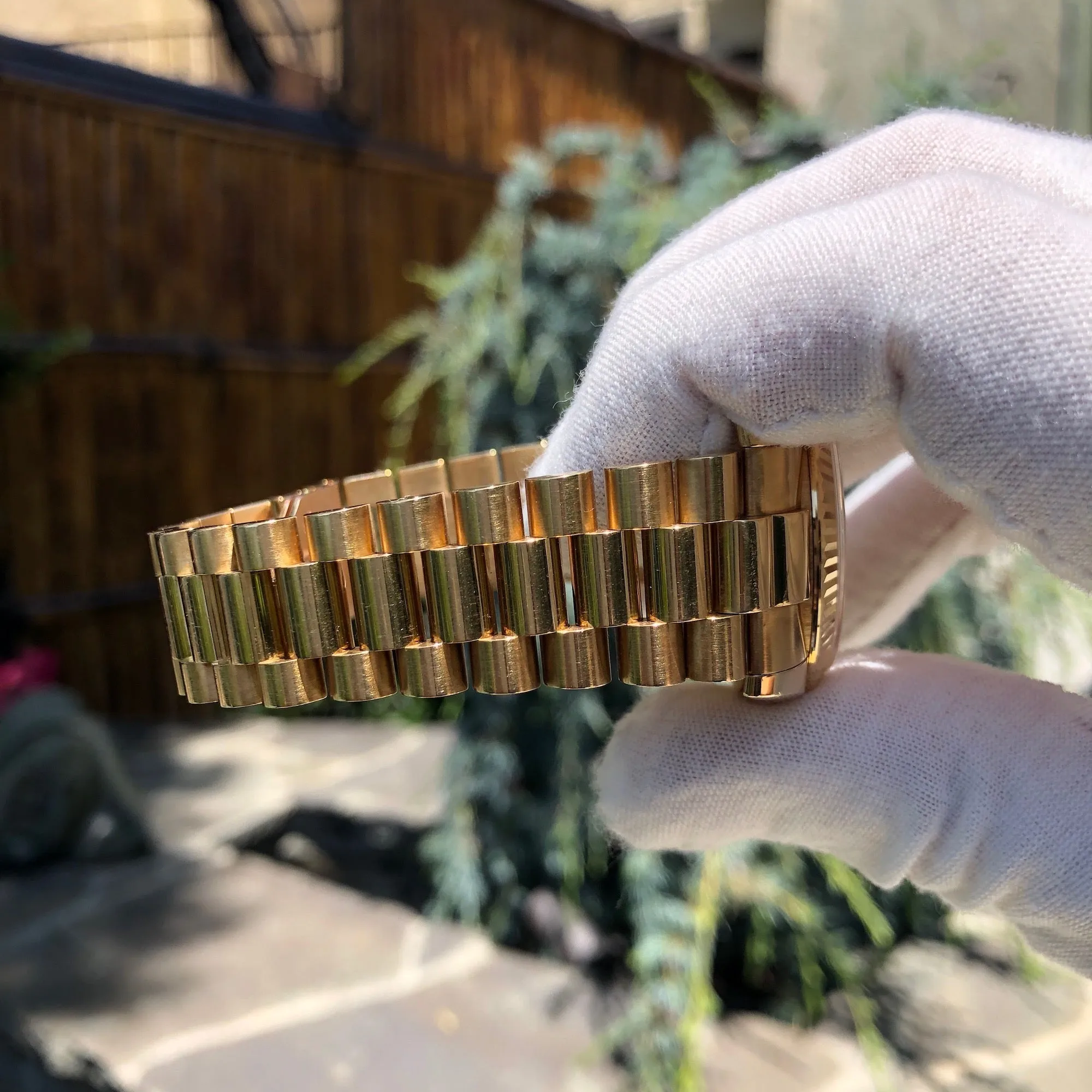2001 Rolex President 118238 Day Date 18K Yellow Gold Silver Stick Wristwatch Unpolished Box Papers