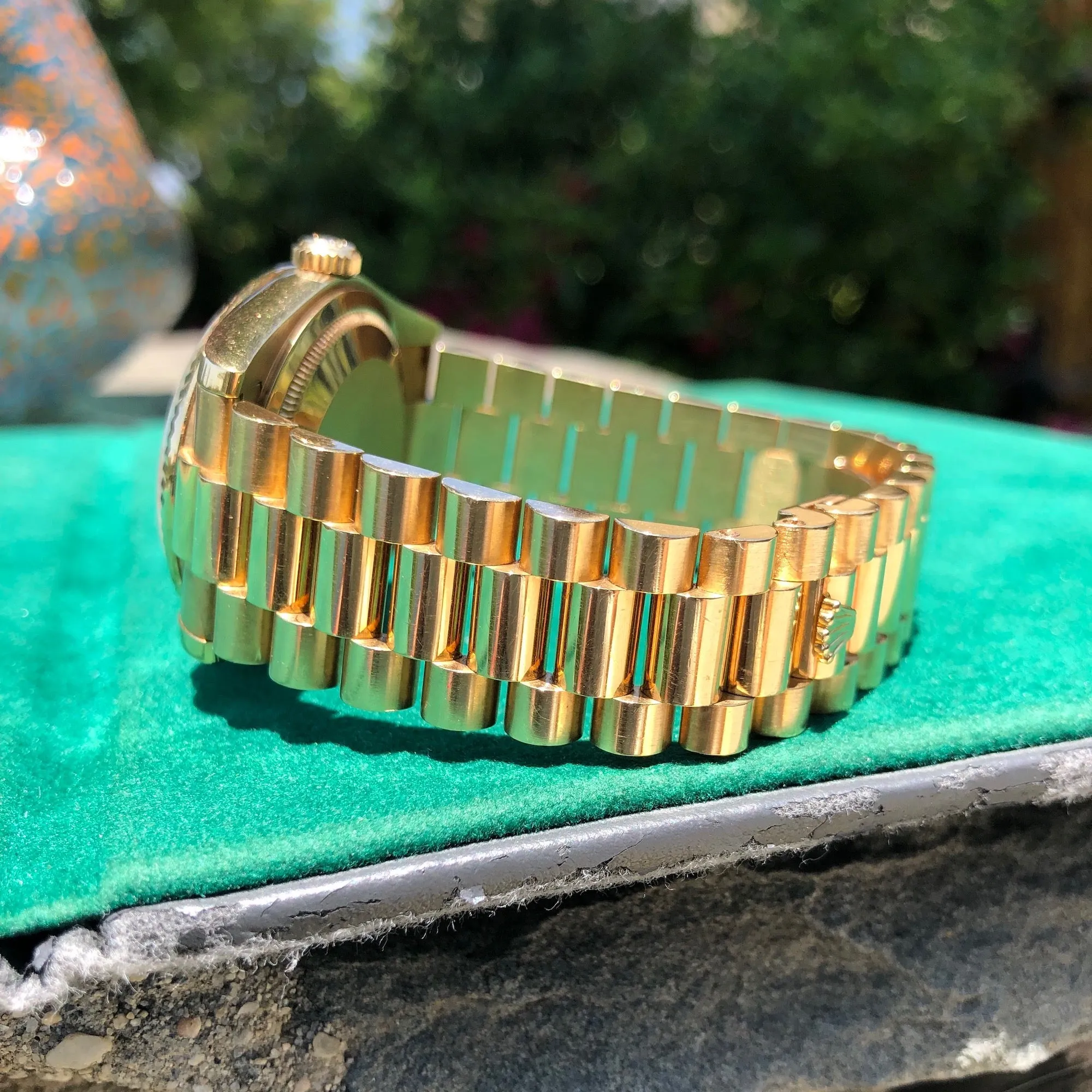 2001 Rolex President 118238 Day Date 18K Yellow Gold Silver Stick Wristwatch Unpolished Box Papers