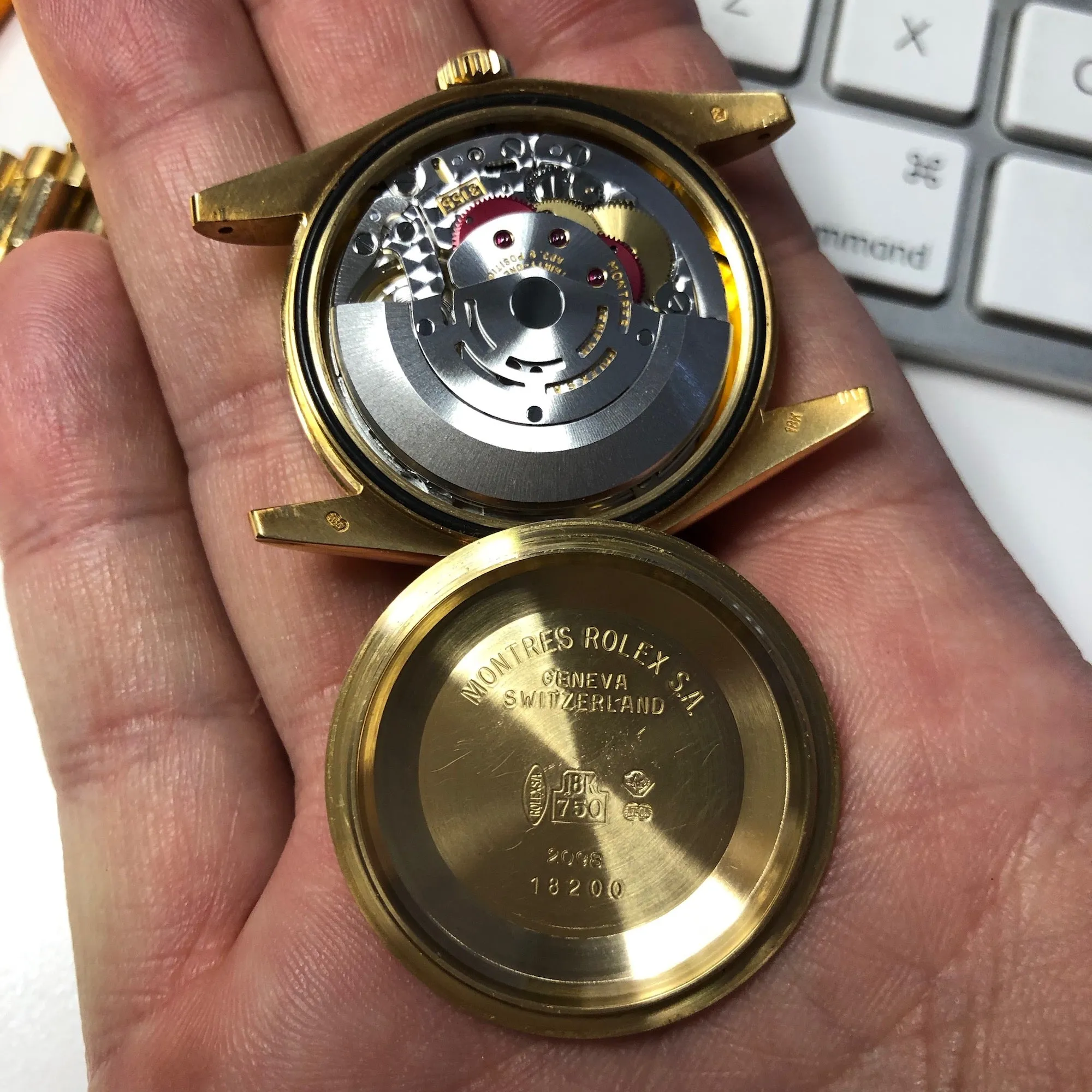 2001 Rolex President 118238 Day Date 18K Yellow Gold Silver Stick Wristwatch Unpolished Box Papers