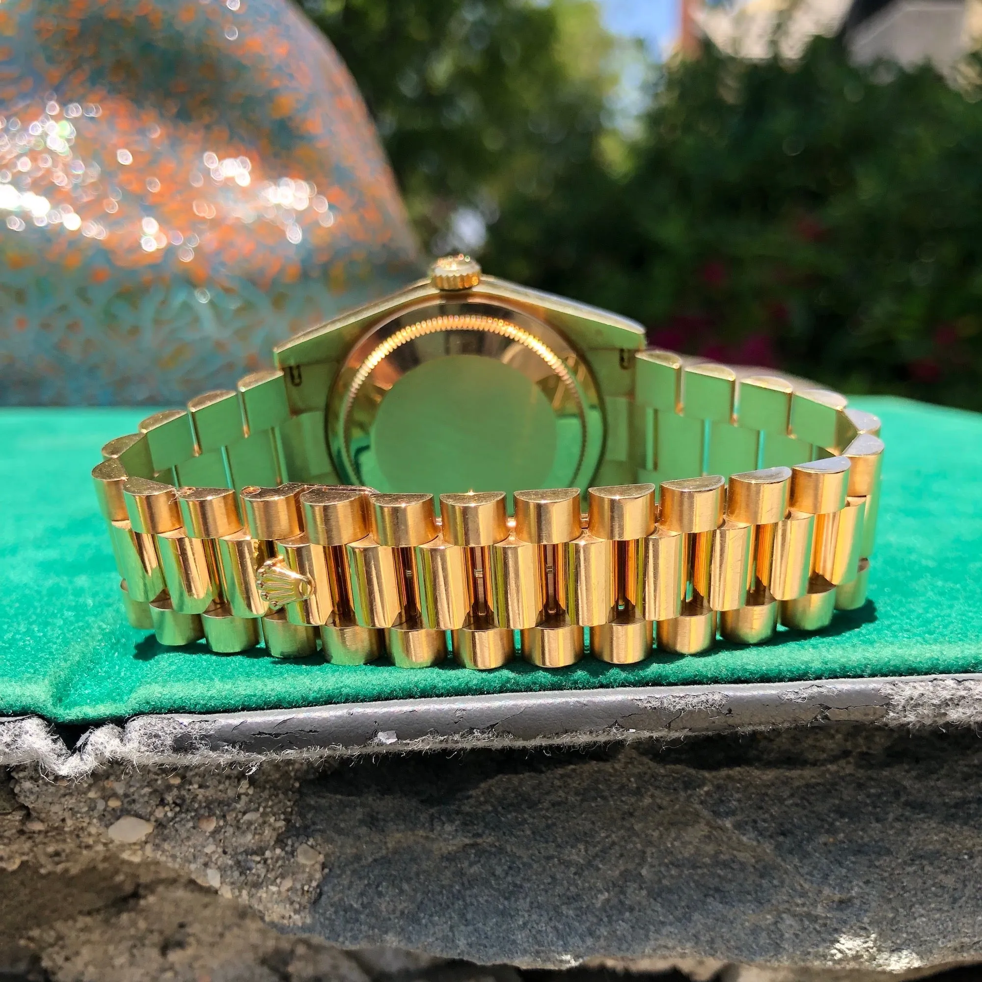 2001 Rolex President 118238 Day Date 18K Yellow Gold Silver Stick Wristwatch Unpolished Box Papers
