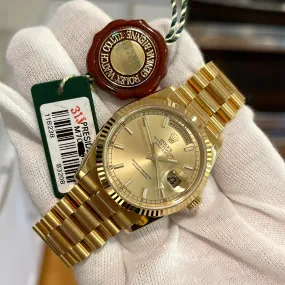 2008 Rolex President Day Date 18K Yellow Gold 36mm Unpolished Wristwatch
