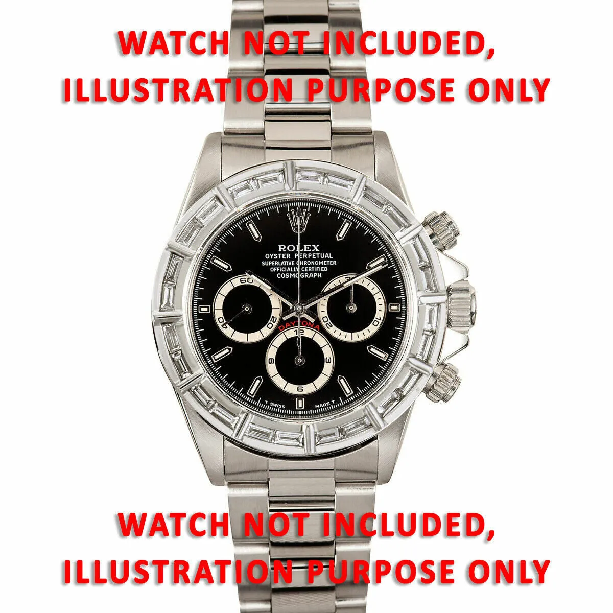3.75CT 18K WHITE GOLD 24 BAGUETTE DIAMOND BEZEL FOR ROLEX DAYTONA 16519, 16520