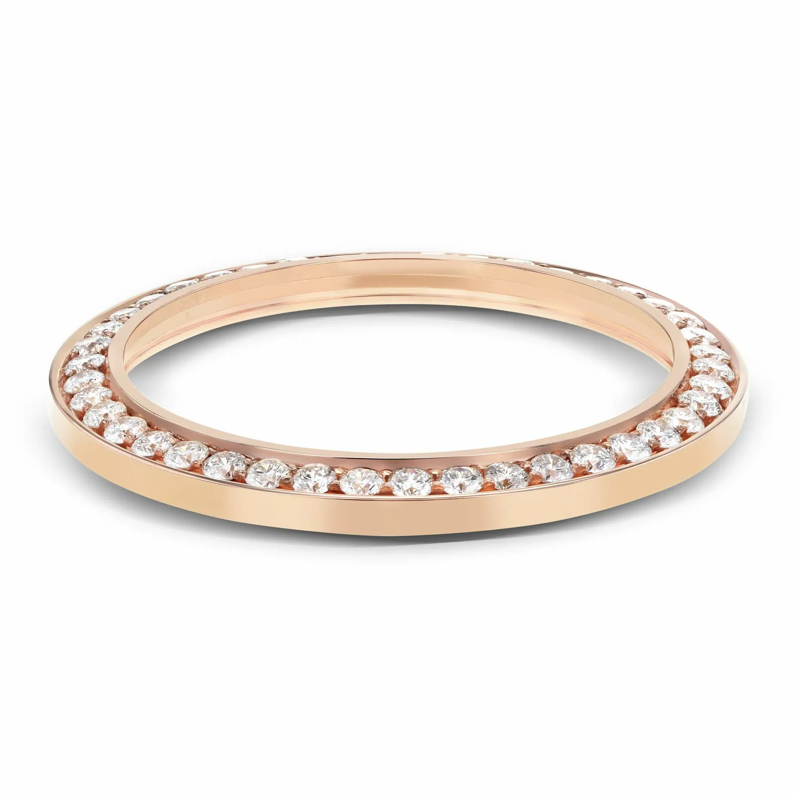 3CT PAVE BEAD SET DIAMOND BEZEL FOR ROLEX DATEJUST 41MM 126301, 126331 18K ROSE