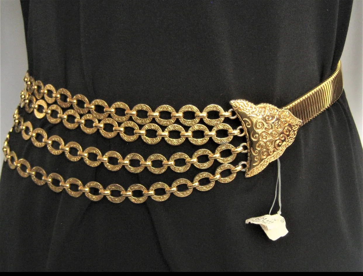 90s Glam Golden Chain Bling Belt