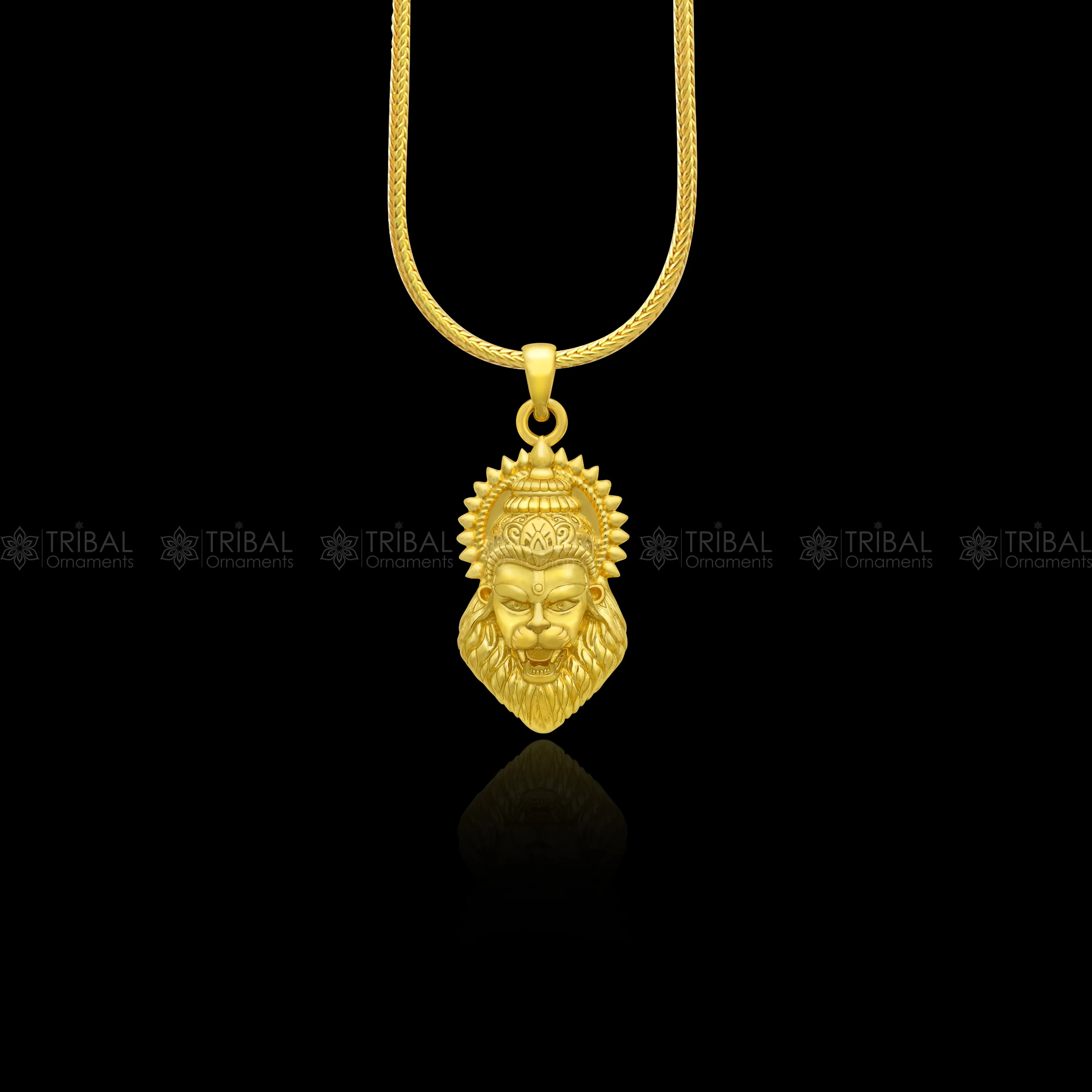 925 sterling silver gold polished Lord Vishnu Narsimha divine pendant nsp914