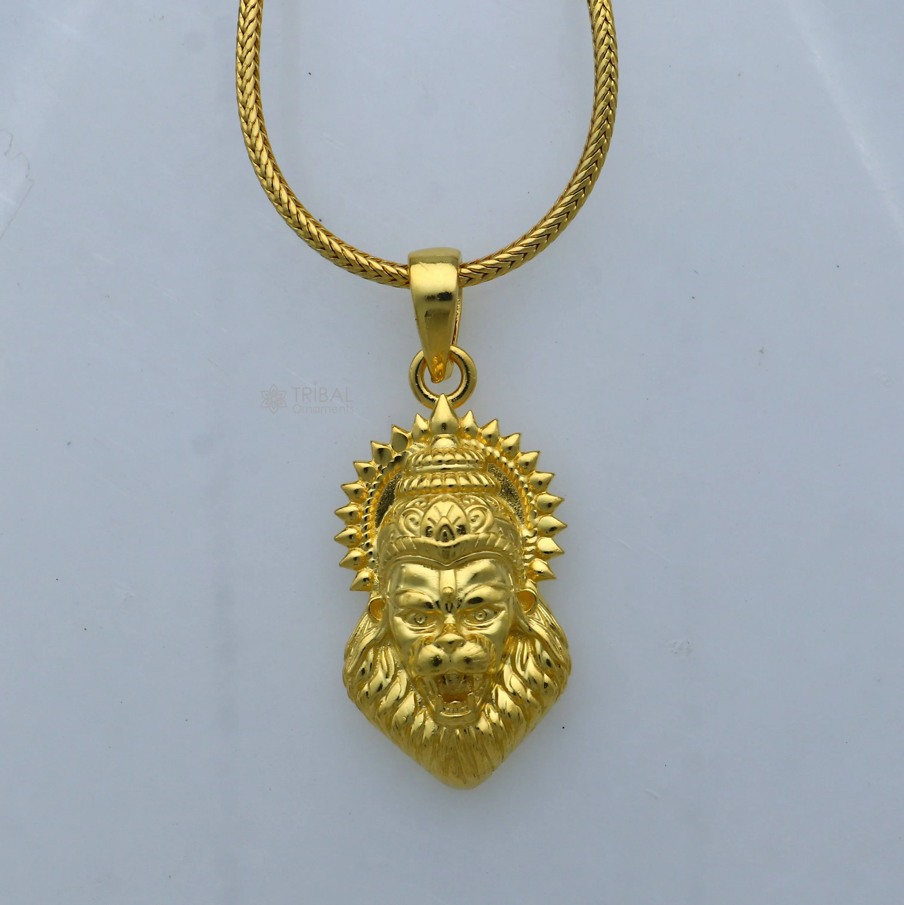 925 sterling silver gold polished Lord Vishnu Narsimha divine pendant nsp914