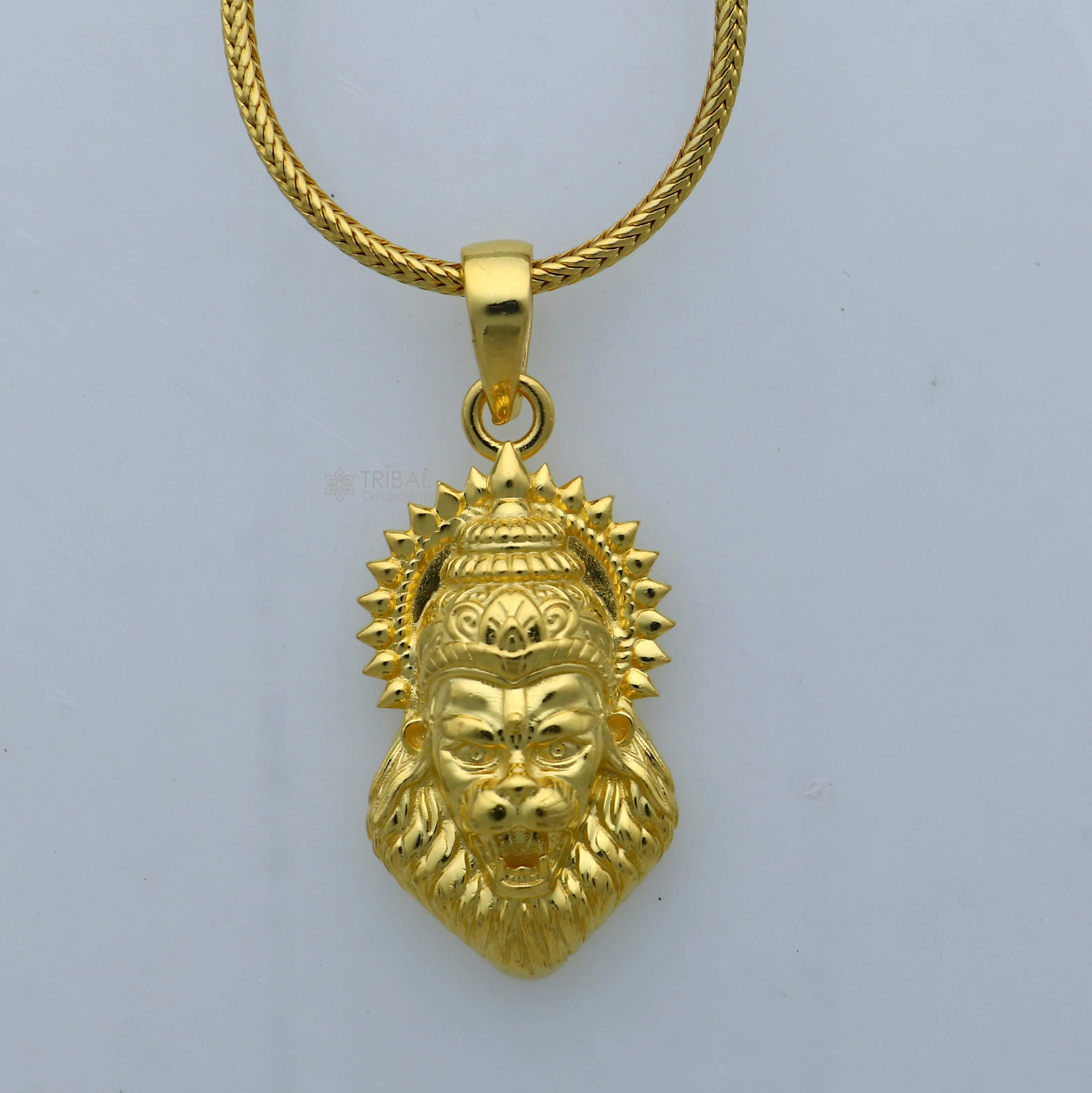 925 sterling silver gold polished Lord Vishnu Narsimha divine pendant nsp914