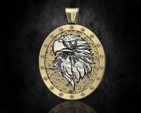 Aero Eagle Pendant *10k/14k/18k White, Yellow, Rose, Green Gold, Gold Plated & Silver* Bird Bald Eagle Animal Wing Pet Charm Necklace Gift
