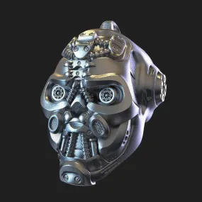 Alpha Robotic Skull Pendant *10k/14k/18k White, Yellow, Rose, Green Gold, Gold Plated & Silver* Fantasy Biker Punk Gothic Charm Necklace