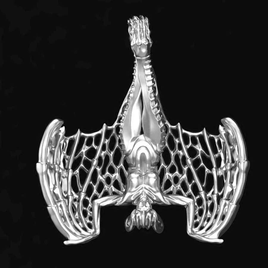 Amdis Demon Pendant *10k/14k/18k White, Yellow, Rose, Green Gold, Gold Plated & Silver* Vampire Bat Punk Gothic Fantasy Myth Charm Necklace