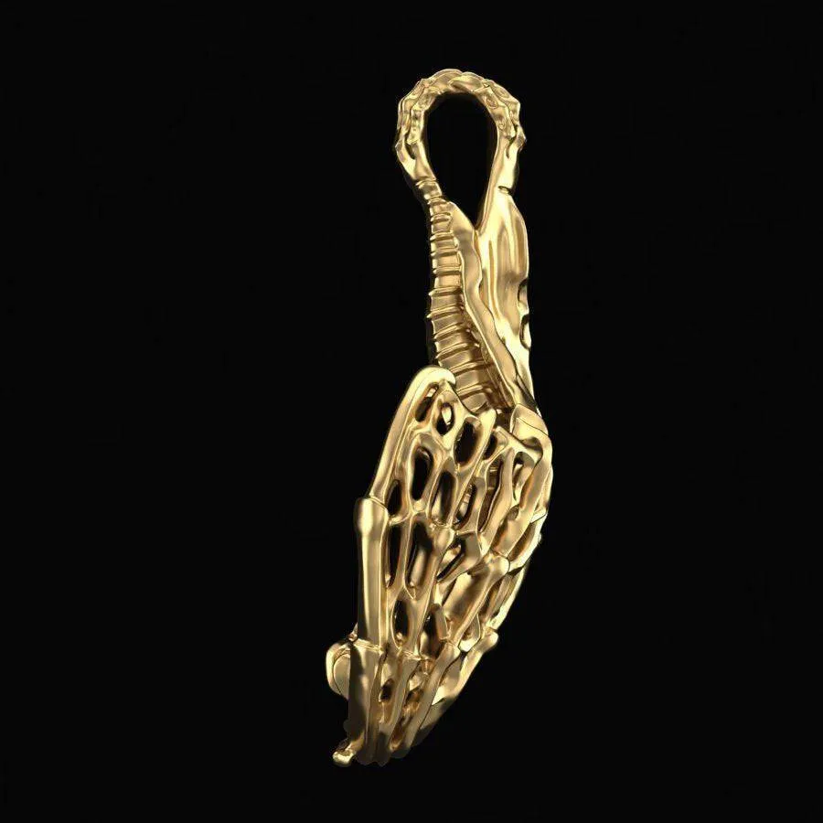 Amdis Demon Pendant *10k/14k/18k White, Yellow, Rose, Green Gold, Gold Plated & Silver* Vampire Bat Punk Gothic Fantasy Myth Charm Necklace