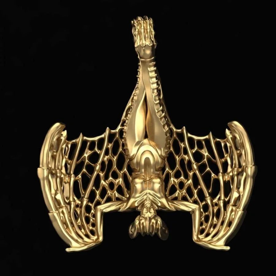 Amdis Demon Pendant *10k/14k/18k White, Yellow, Rose, Green Gold, Gold Plated & Silver* Vampire Bat Punk Gothic Fantasy Myth Charm Necklace