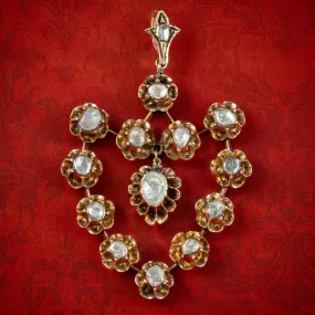Antique Georgian French Rose Cut Diamond Pendant 18ct Gold 3ct Diamond