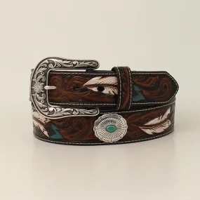 Ariat Feather Floral Embossed Oval Concho Belt