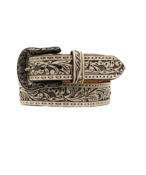 Ariat Women's White Tooled Leather Belt