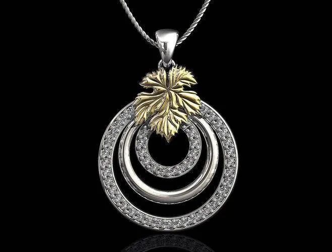 Artemis Nature Pendant *Moissanite With 10k/14k/18k White, Yellow, Rose, Green Gold, Gold Plated & Silver* Leaf Women Charm Necklace Gift