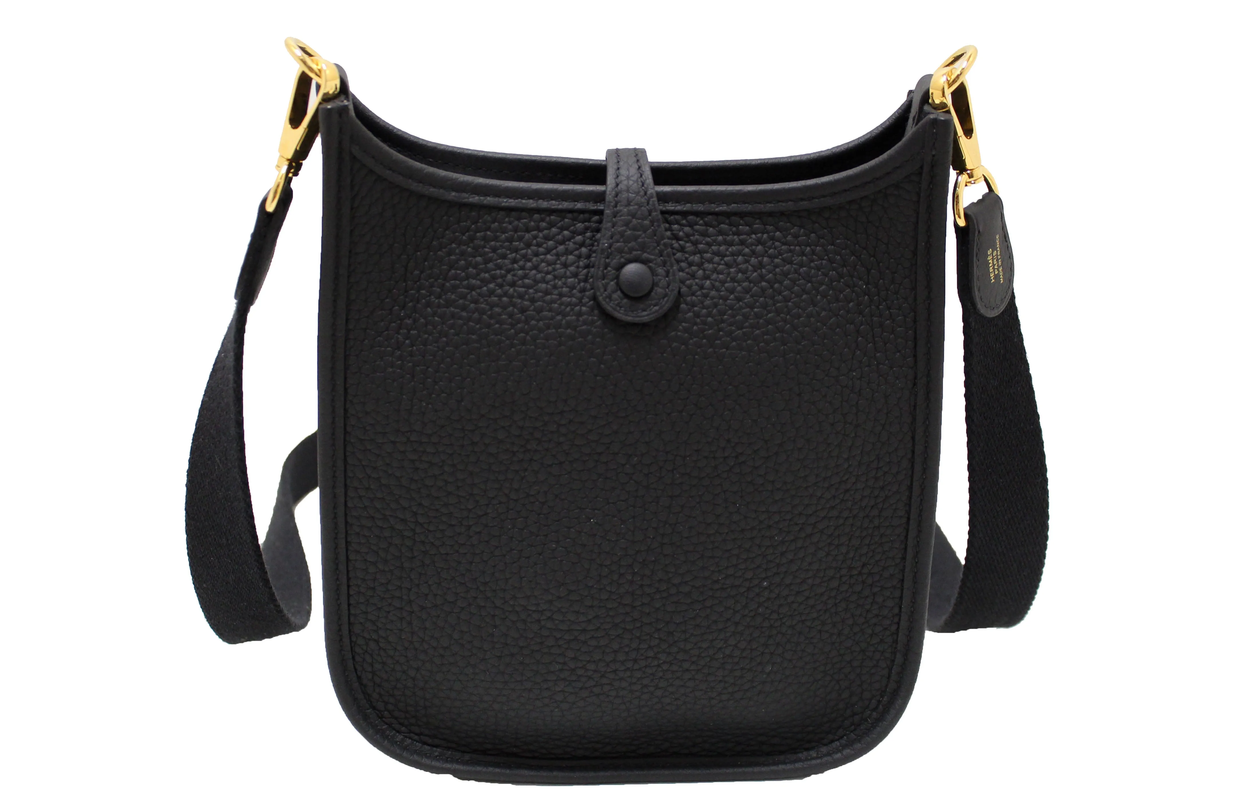 Authentic Hermes Black Clemence Leather Evelyne 16 Amazone Bag