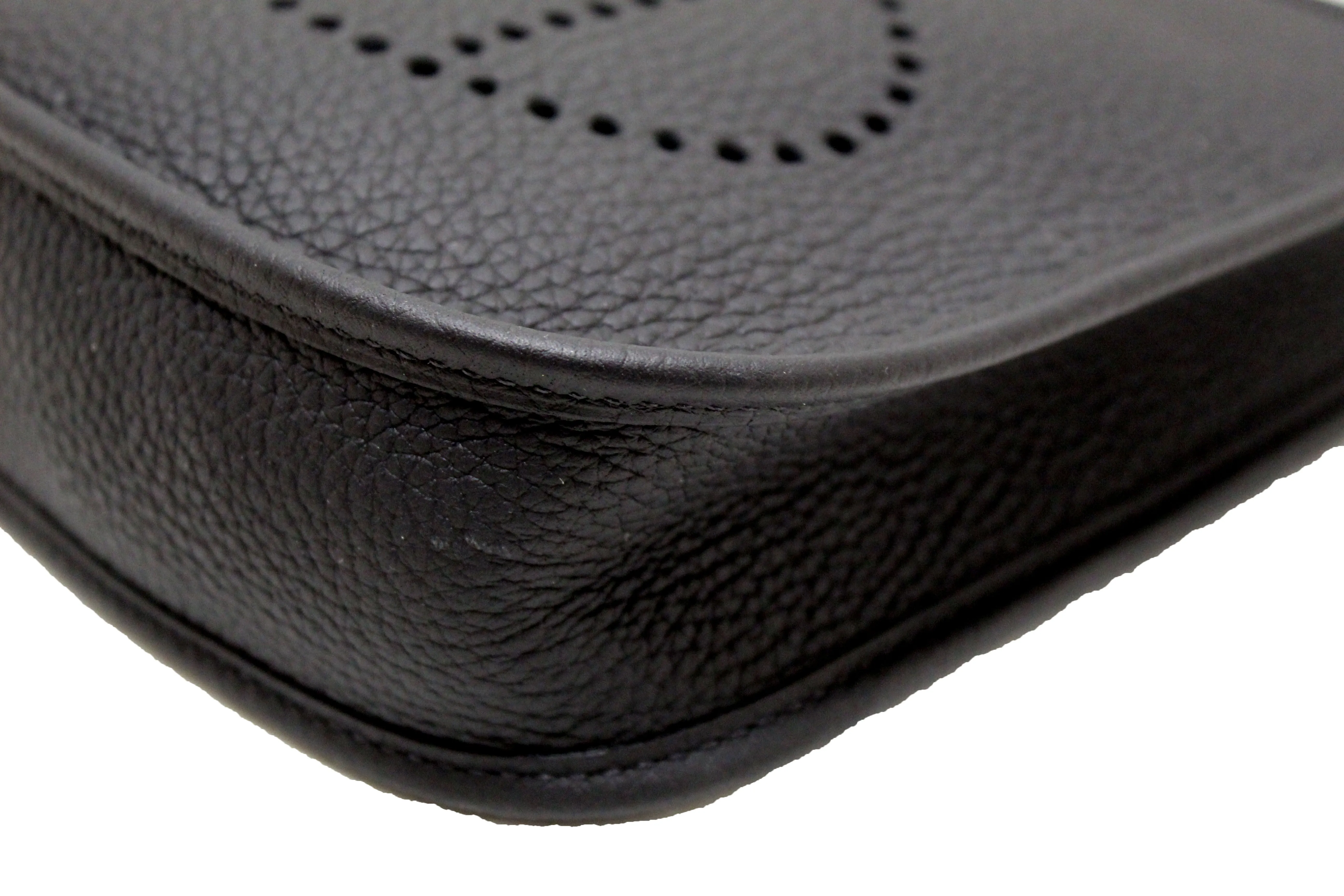 Authentic Hermes Black Clemence Leather Evelyne 16 Amazone Bag