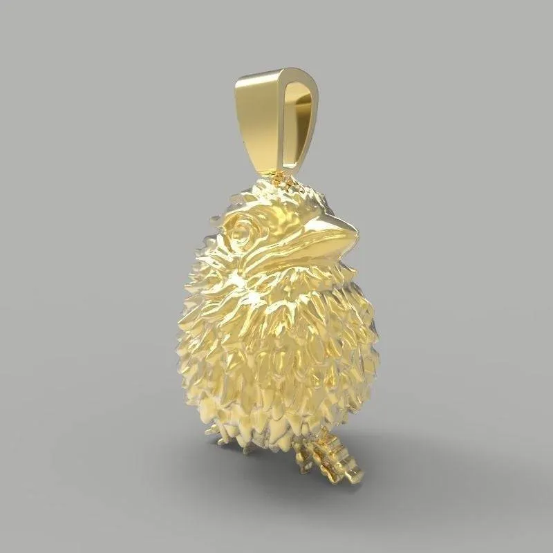 Baby Chick Pendant *10k/14k/18k White, Yellow, Rose, Green Gold, Gold Plated & Silver* Animal Chicken Farm Bird Pet Heart Charm Necklace