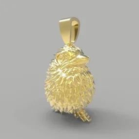 Baby Chick Pendant *10k/14k/18k White, Yellow, Rose, Green Gold, Gold Plated & Silver* Animal Chicken Farm Bird Pet Heart Charm Necklace