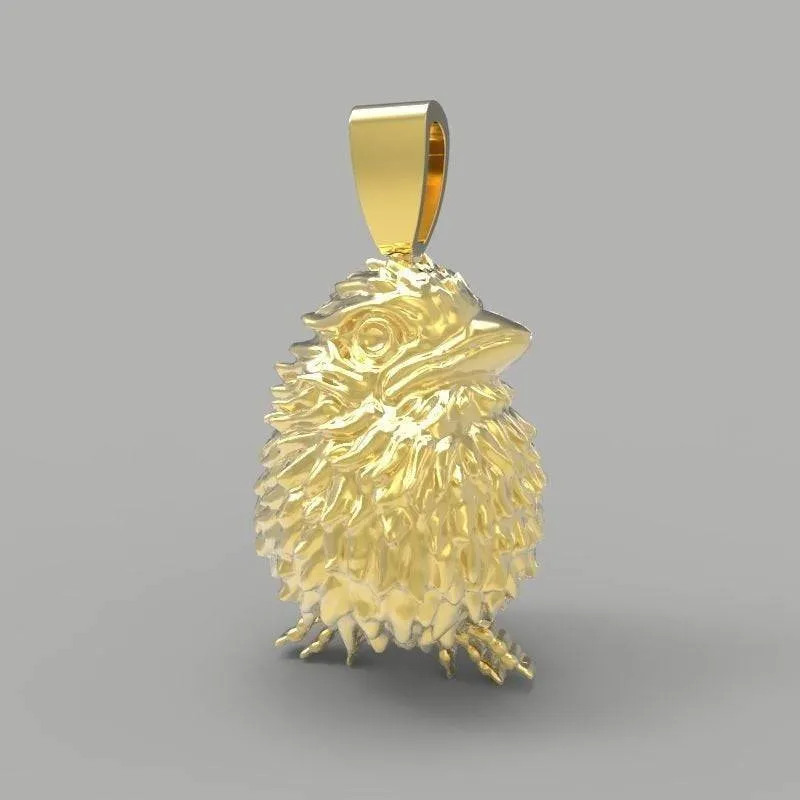 Baby Chick Pendant *10k/14k/18k White, Yellow, Rose, Green Gold, Gold Plated & Silver* Animal Chicken Farm Bird Pet Heart Charm Necklace