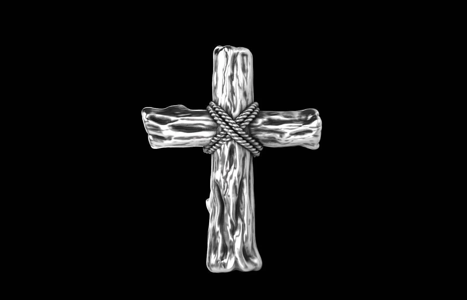 Bartholomew Cross Pendant *10k/14k/18k White, Yellow, Rose, Green Gold, Gold Plated & Silver* Wood Nature Catholic Crucifix Necklace Charm