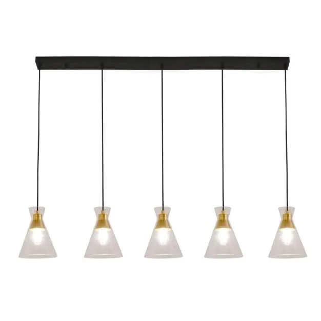 Black & Gold Cleopatra 5 Light Landscape Pendant Light