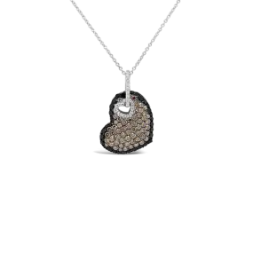 Black, Brown & White Diamond Double Heart Pendant