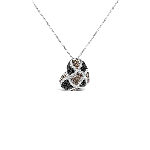 Black, Brown & White Diamond Heart Pendant