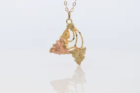 Black Hills Gold Pendant Necklace. 10k 12k Black Hills Gold Grape Leaves Pendant.