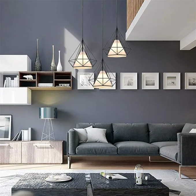Black Modern Pendant Lamp Shade in UK - E27 Bulb Base, 240V ‎Energy Efficient,Lampshade Ceiling Lights For Kitchen, Island,Dining Room, Restaurant