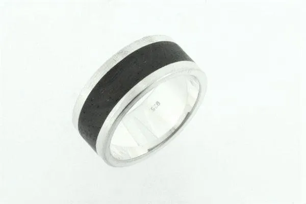 black resin ring - sterling silver