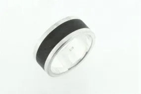 black resin ring - sterling silver