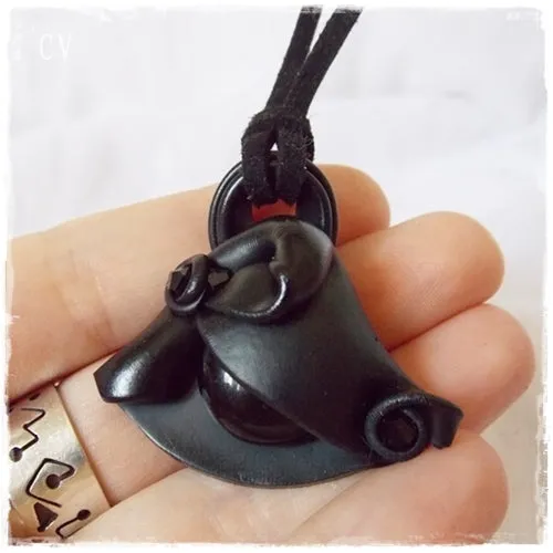 Black Victorian Polymer Clay Pendant