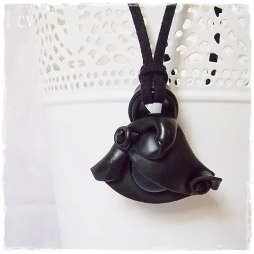 Black Victorian Polymer Clay Pendant