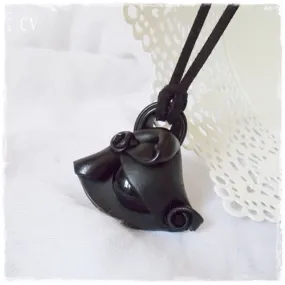 Black Victorian Polymer Clay Pendant