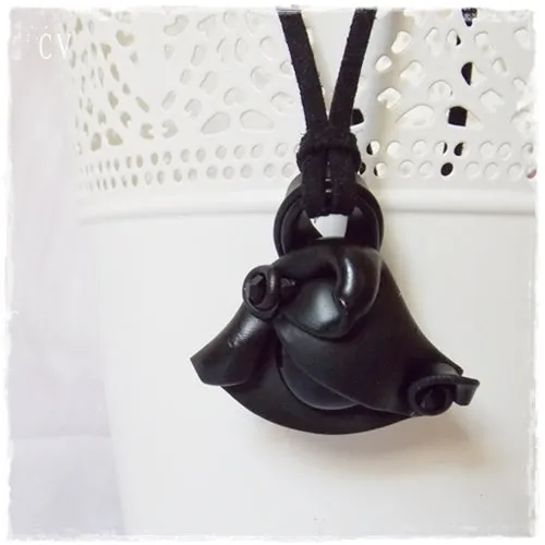 Black Victorian Polymer Clay Pendant