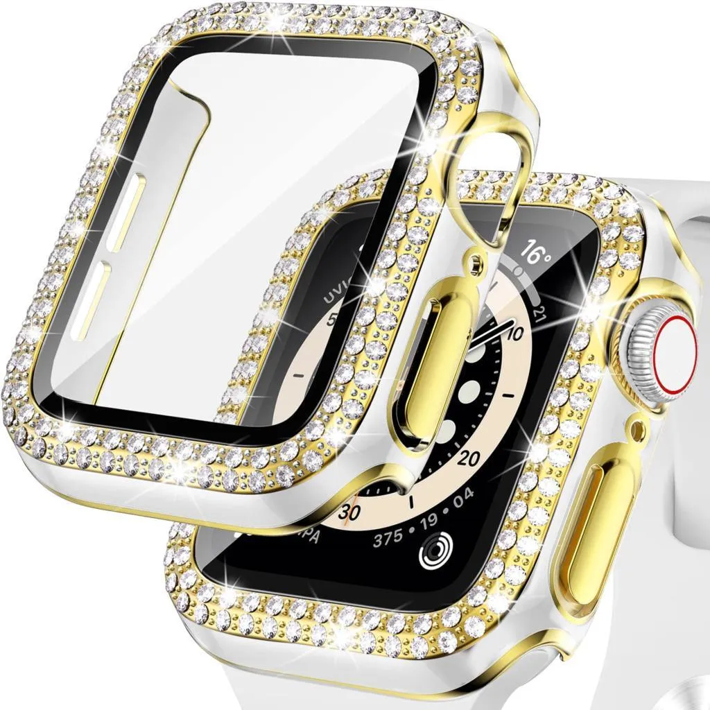 Bling Diamond Apple Watch Case For Series 3 4 5 6 SE 7 8 45/41/40/44/38/42mm  Glass