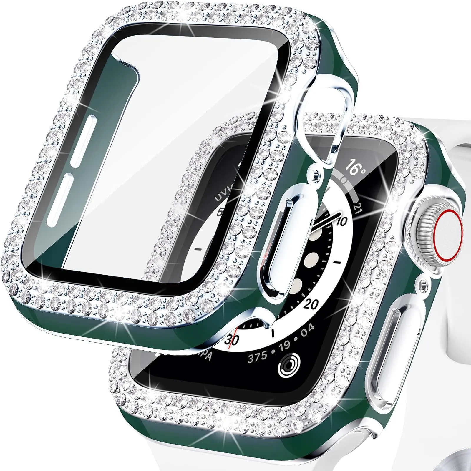 Bling Diamond Apple Watch Case For Series 3 4 5 6 SE 7 8 45/41/40/44/38/42mm  Glass