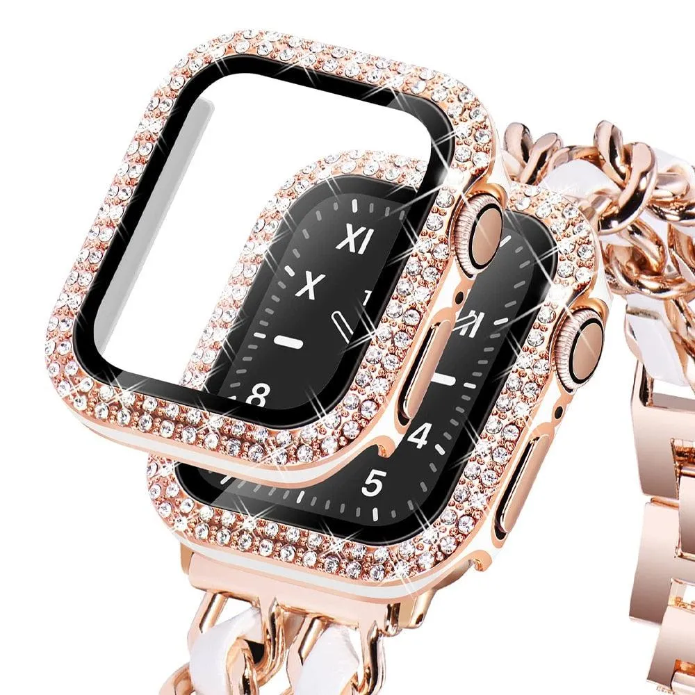 Bling Diamond Apple Watch Case For Series 3 4 5 6 SE 7 8 45/41/40/44/38/42mm  Glass