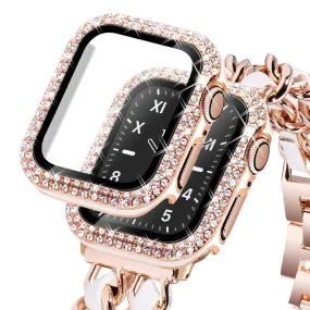 Bling Diamond Apple Watch Case For Series 3 4 5 6 SE 7 8 45/41/40/44/38/42mm  Glass