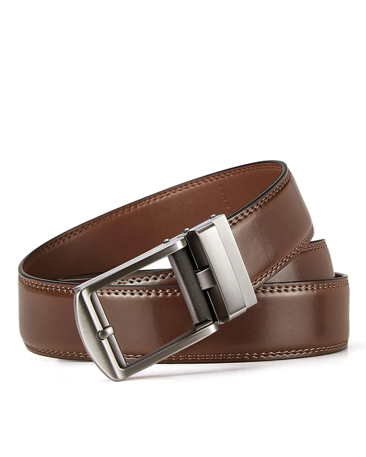 BOSTANTEN Mens Belt Leather Ratchet 1 3/8'' Belt For Men Gift Dress and Casual with Adjustable Buckle, Trim to Fit