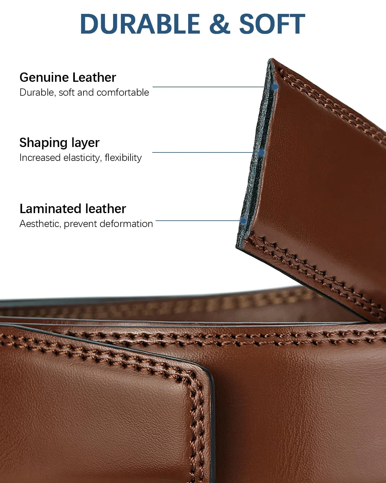 BOSTANTEN Mens Belt Leather Ratchet 1 3/8'' Belt For Men Gift Dress and Casual with Adjustable Buckle, Trim to Fit