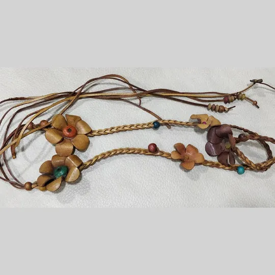 Braided Flower and Beads Belt