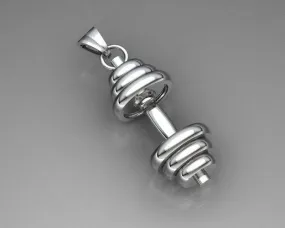 Bulking Up Dumbbell Pendant *10k/14k/18k White, Yellow Rose Green Gold, Gold Plated & Silver* Weights Gym Trainer UFC Boxing Charm Necklace