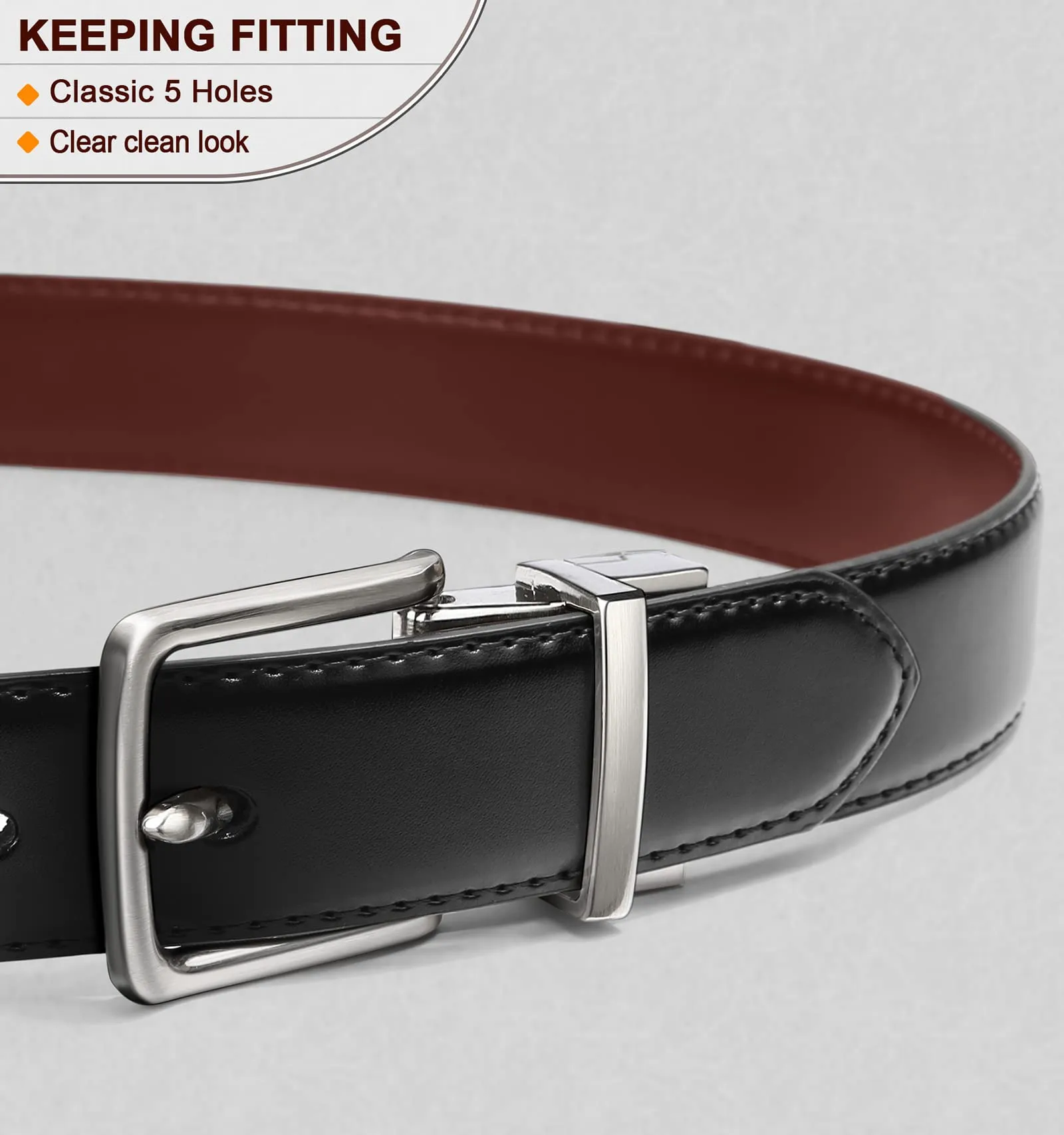 BULLIANT Men's Belt,Reversible Belt 1.25" For Gift Mens Casual Golf Dress pants shirts,One Reverse For 2 Sides(Black/Light Brown,38"-40" Waist Adjustable)